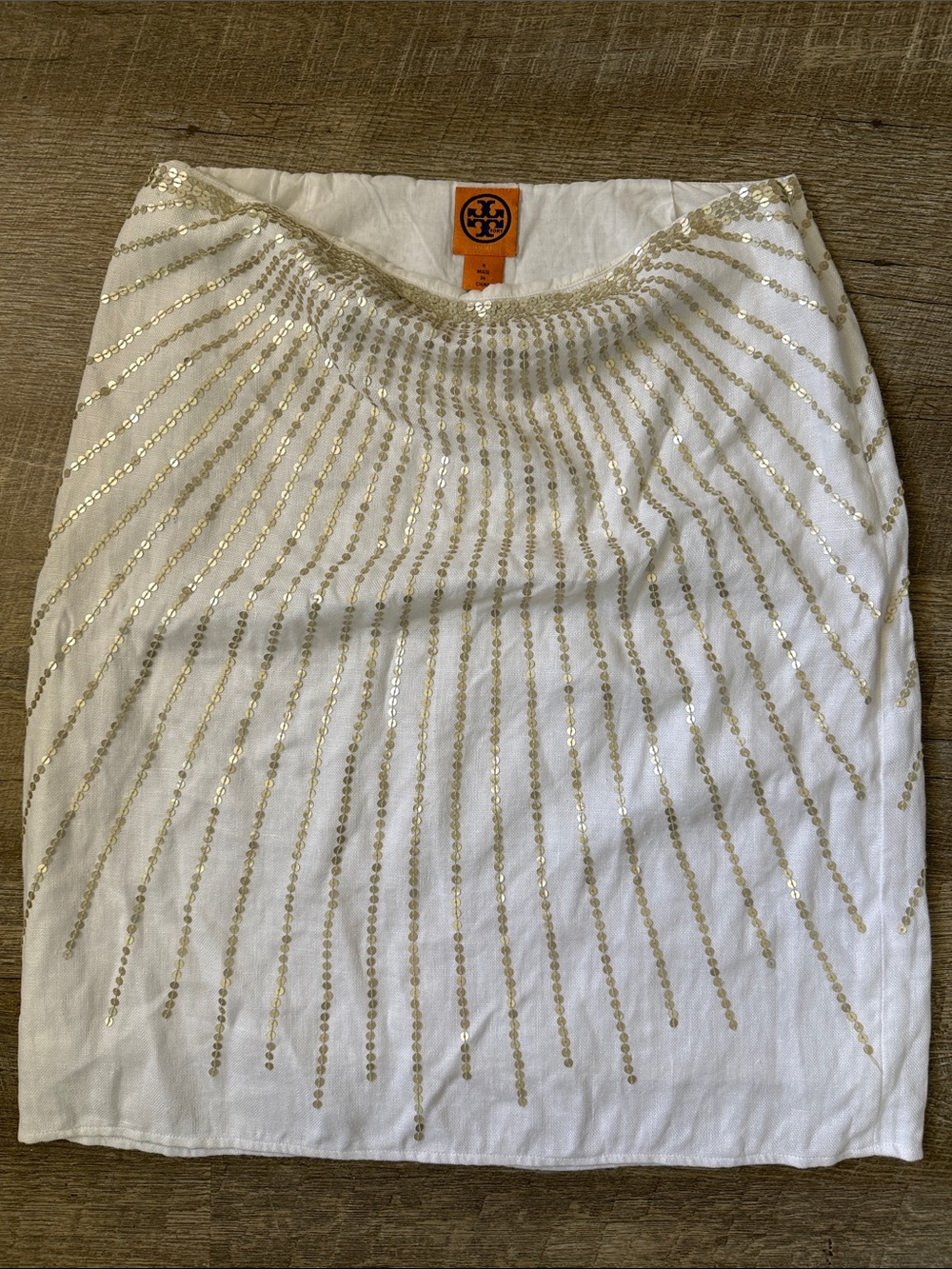 Tory Burch White Sequin Skirt Size 8